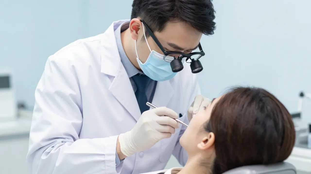 Otorinolaryngolog čistí ucho pacienta profesionálními nástroji.