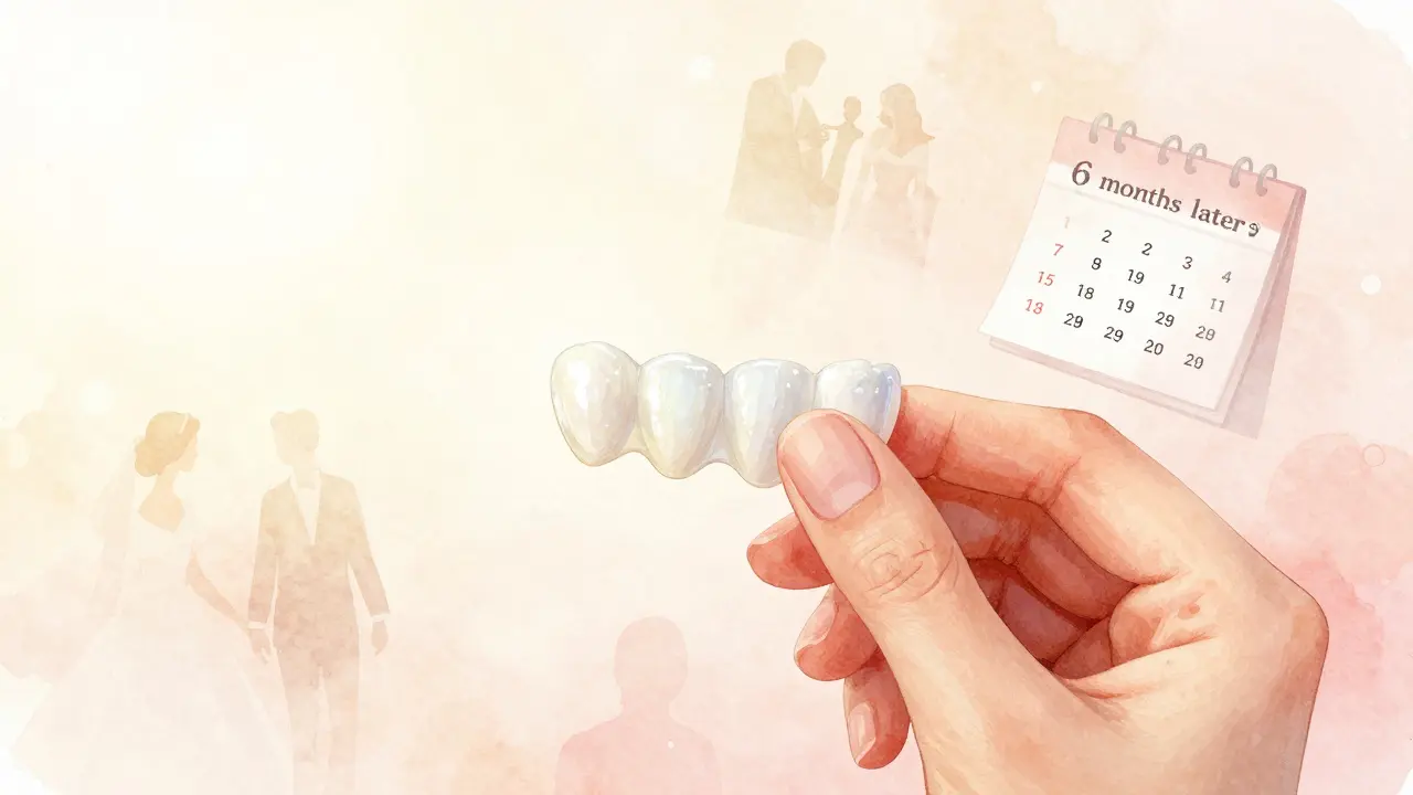 Ultratenký zubní plátek svítí v přírodním světle s jemným leskem a průhledností.