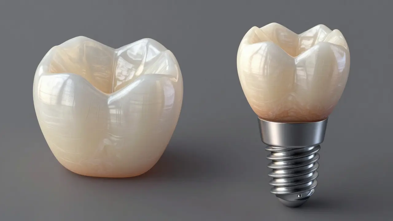 Srovnání keramické korunky a zirkonového implantátu
