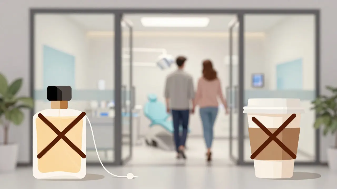 Co si nebrát na zubní hygienu: parfém, šperky a káva u vstupu do kliniky