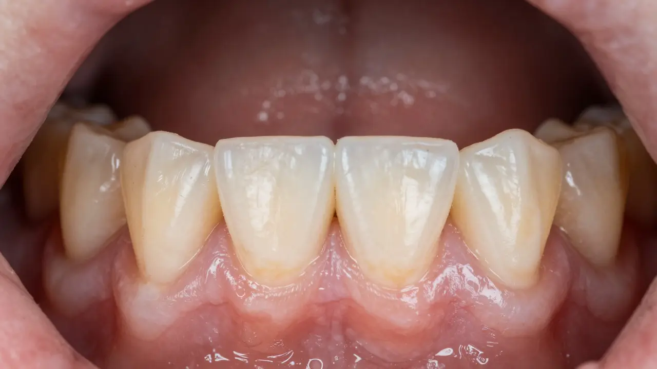 Zdravé dásně s přírodním fibrinem po operaci implantátu