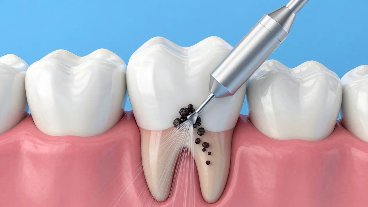 Ultrazvukové čištění zubního kamene u dentisty