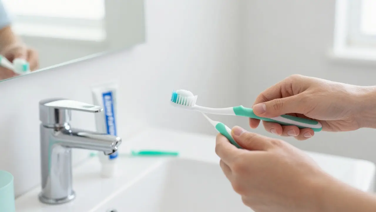 Správná technika čištění zubů pod úhlem 45 stupňů k dásni